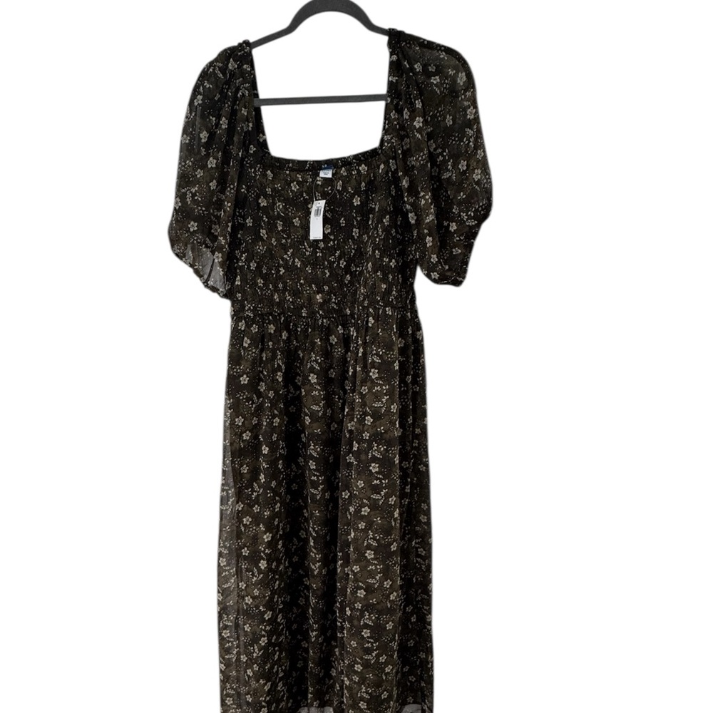 Old Navy Dark Green Floral Midi Dress